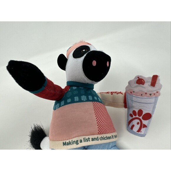 Chick Fil A Holiday Plush Cow 9" 2023 W Milkshake Nylon Feet Stuffed Animal Toy - Picture 3 of 8